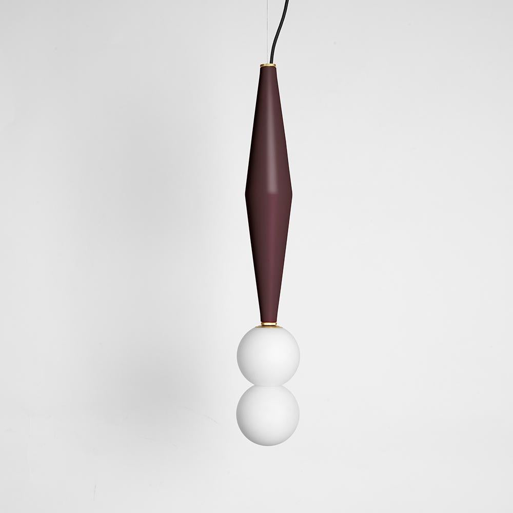 Gamma C lamp by Mason editions.
Dimensions: 12 × 12 × 37 cm.
Materials: aluminium and blown opal white glass.
Colours: pink, burgundy, light grey, sage green, petrol green, black.
All our lamps can be wired according to each country.

Gamma is