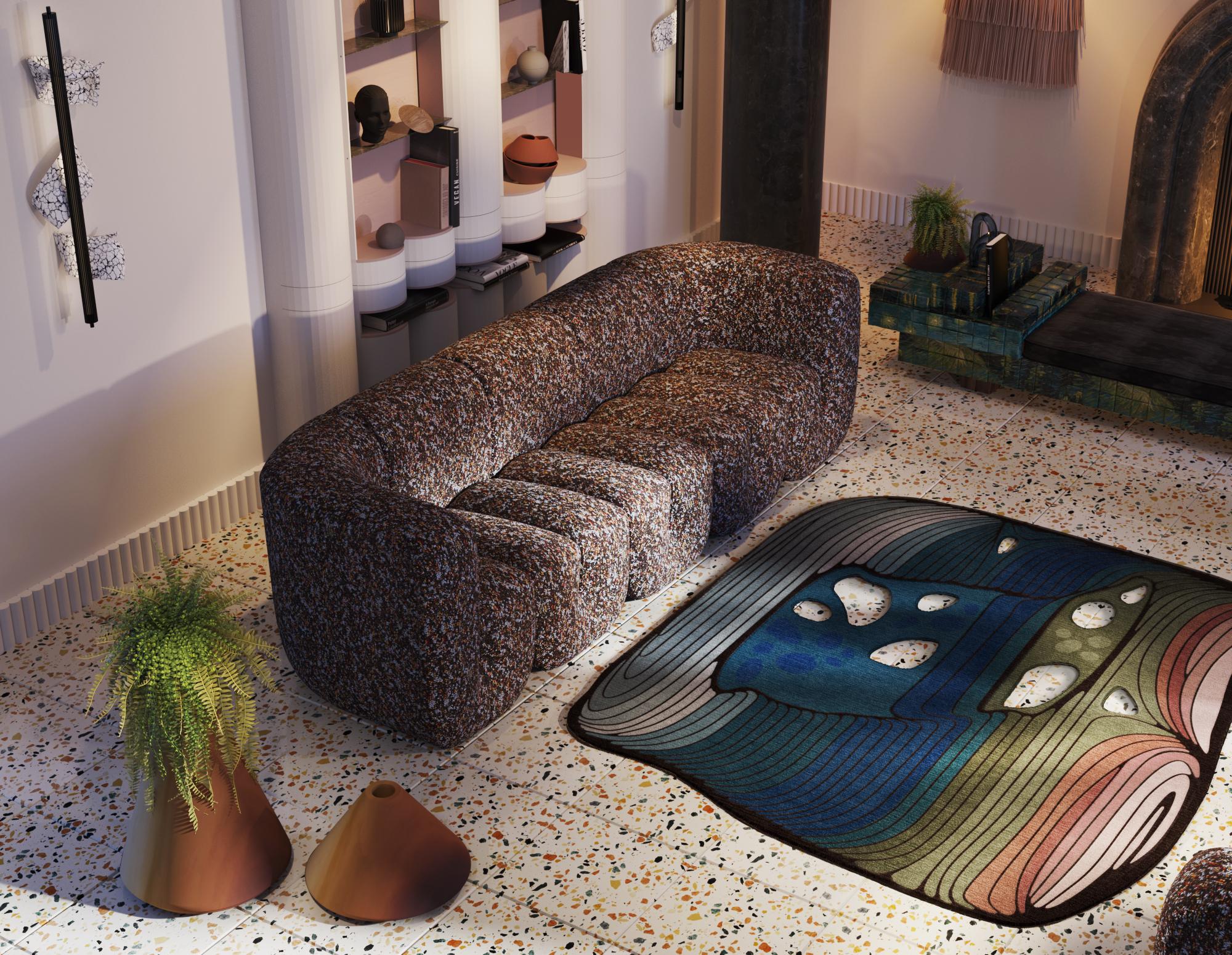 Modern colofrul unusual small rug Multicolored Irregular shape - Gamma Nord In New Condition For Sale In Seattle, WA