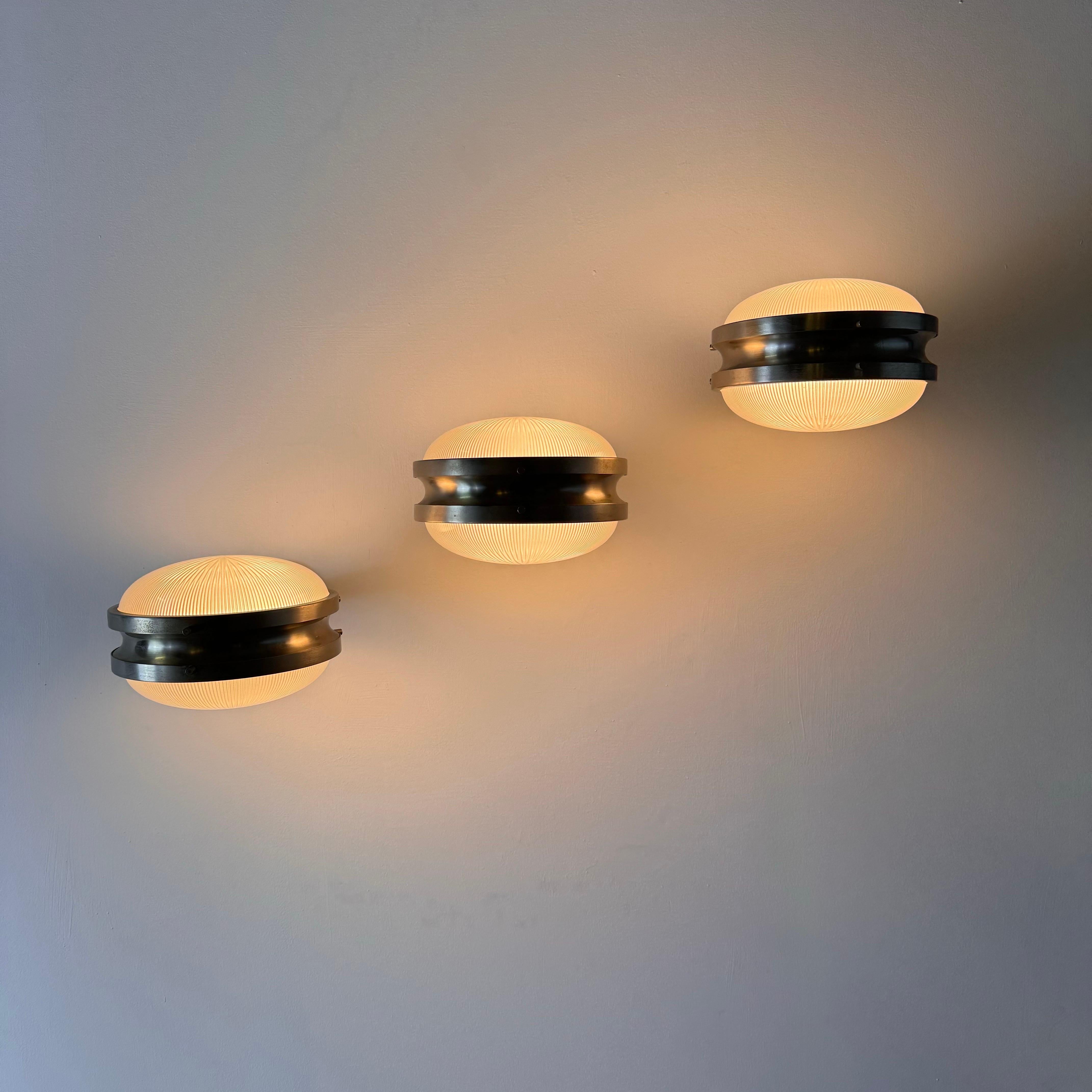 Mid-Century Modern “Gamma” Wall Sconces Trio by Sergio Mazza for Artemide, 1960s