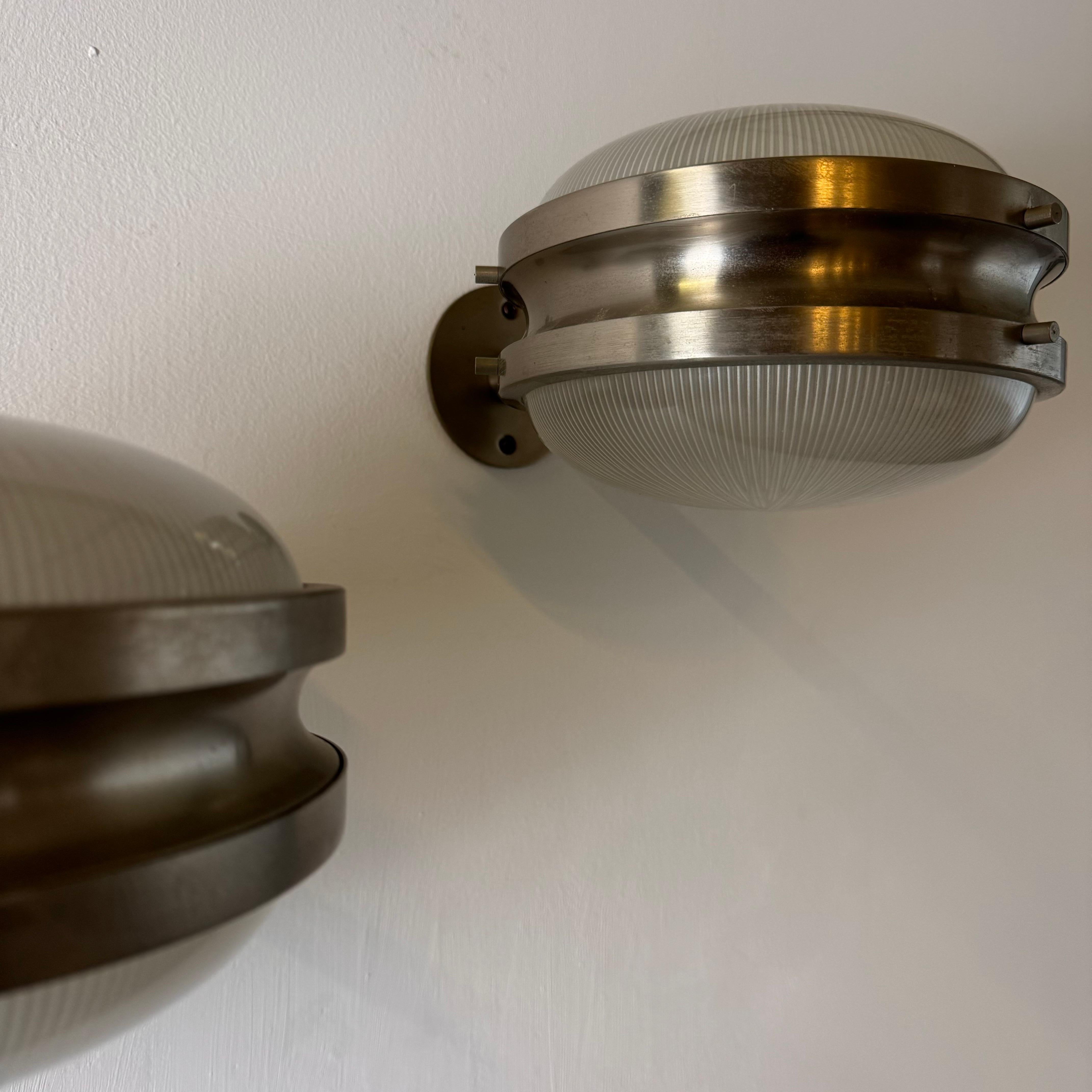 Brass “Gamma” Wall Sconces Trio by Sergio Mazza for Artemide, 1960s
