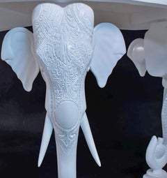 Gampel-Stoll Chinese Chippendale Style Demilune / Kidney Elephant Form Desk