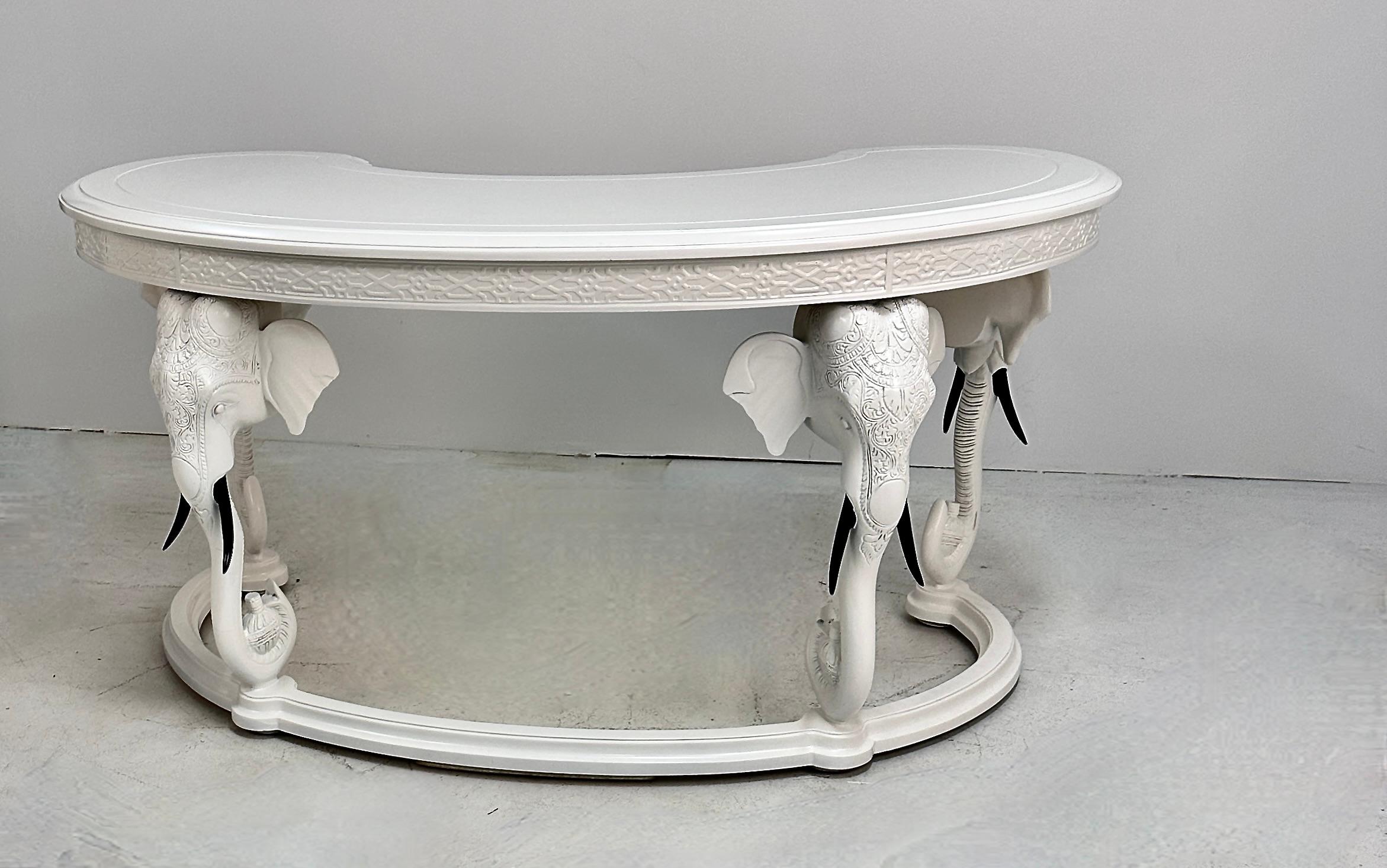 Wood Gampel-Stoll Elephant Desk in Kidney Form For Sale