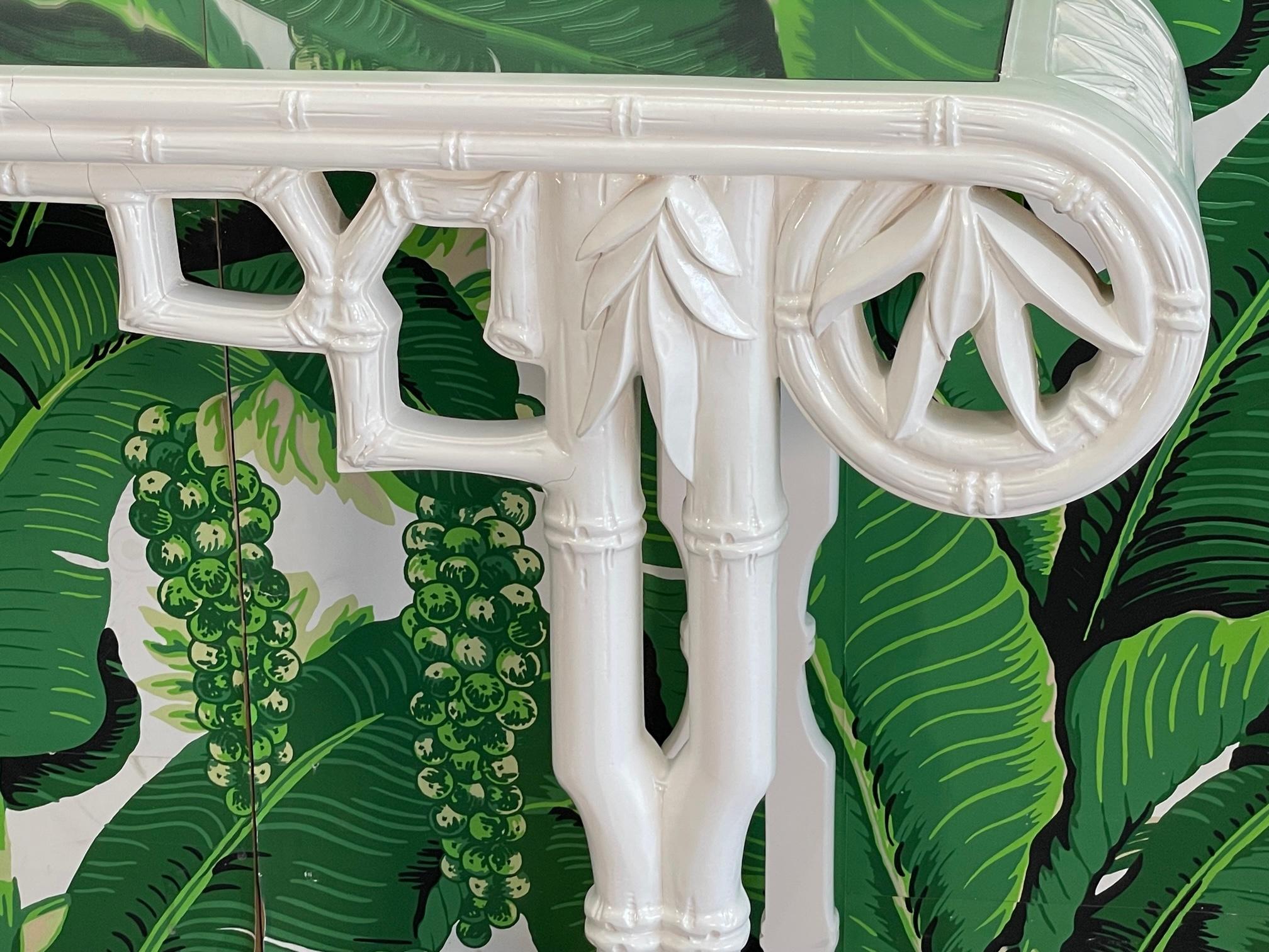 Table console et miroir en faux bambou à feuilles de palmier de Gampel Stoll en vente 2