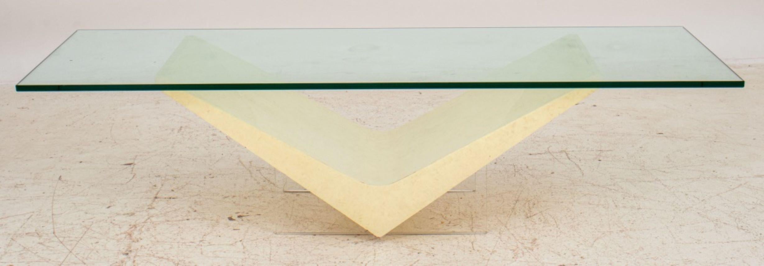 Post-Modern Gampel-Stoll Faux Parchment Coffee Table, 1980s For Sale