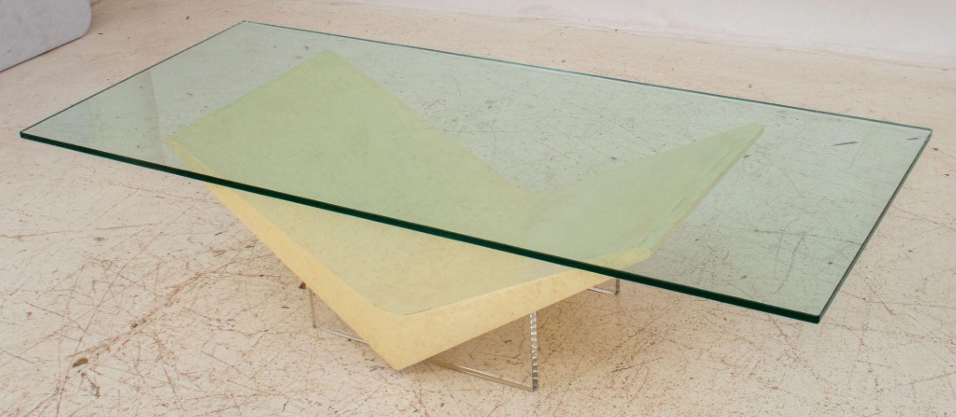 Gampel-Stoll Faux Parchment Coffee Table, 1980s In Good Condition For Sale In New York, NY