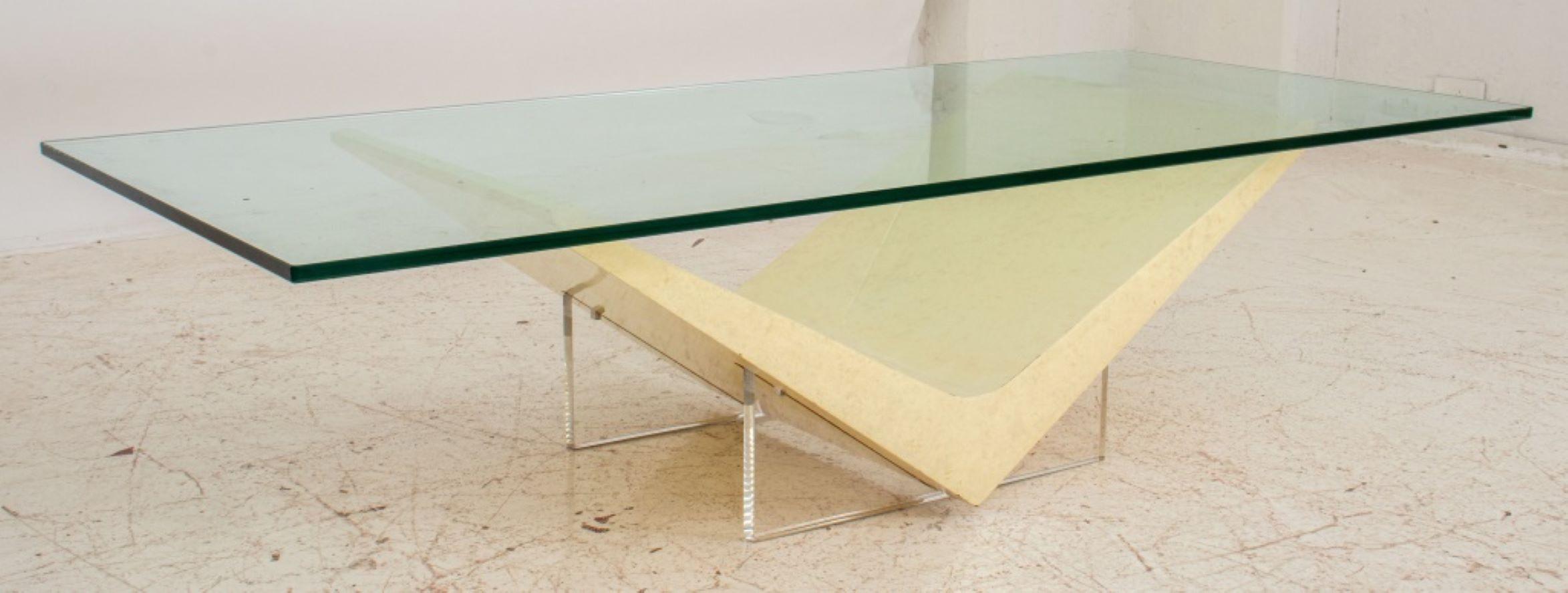 20th Century Gampel-Stoll Faux Parchment Coffee Table, 1980s For Sale