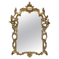 Gampel-Stoll Hollywood Regency Chinoiserie Mirror in Carved Giltwood