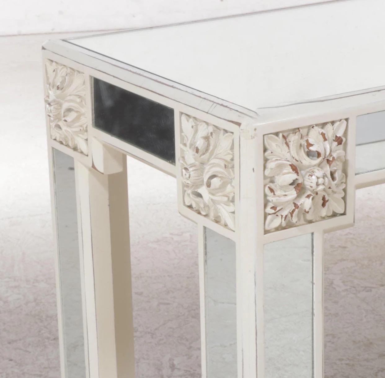 Gampel-Stoll Neoclassical Mirrored Console Table W/ Matching Mirror For Sale 1