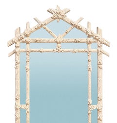 Gampel-Stoll White Faux-Bois Mirror