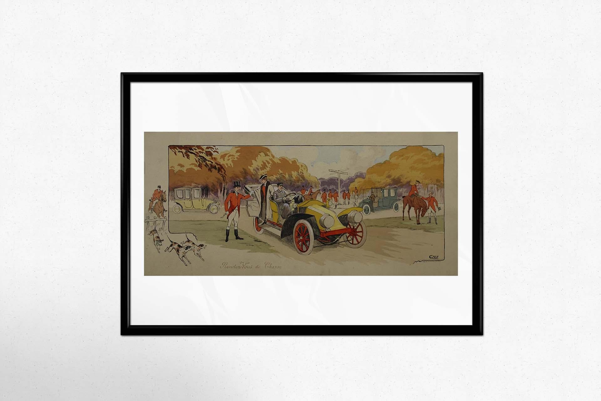 Originalplakat „Rendez Vous de Chasse“ des Künstlers Gamy aus dem Jahr 1910 im Angebot 1