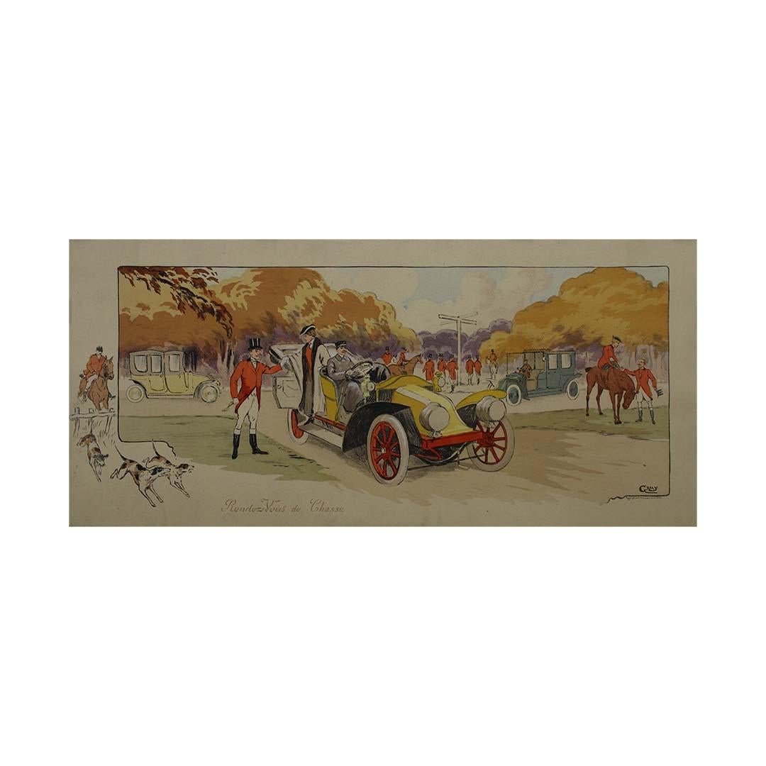 Originalplakat „Rendez Vous de Chasse“ des Künstlers Gamy aus dem Jahr 1910 im Angebot 3