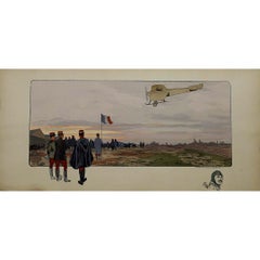 Affiche originale de 1911 "Biplace de l'armée Française" par Gamy