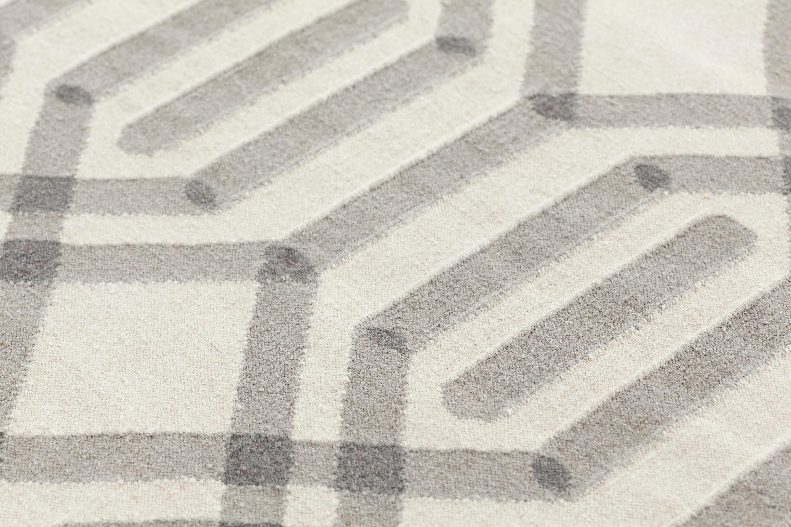GAN Duna GAN Duna, Teppich aus beiger und grauer Wolle von Odosdesign (Moderne) im Angebot