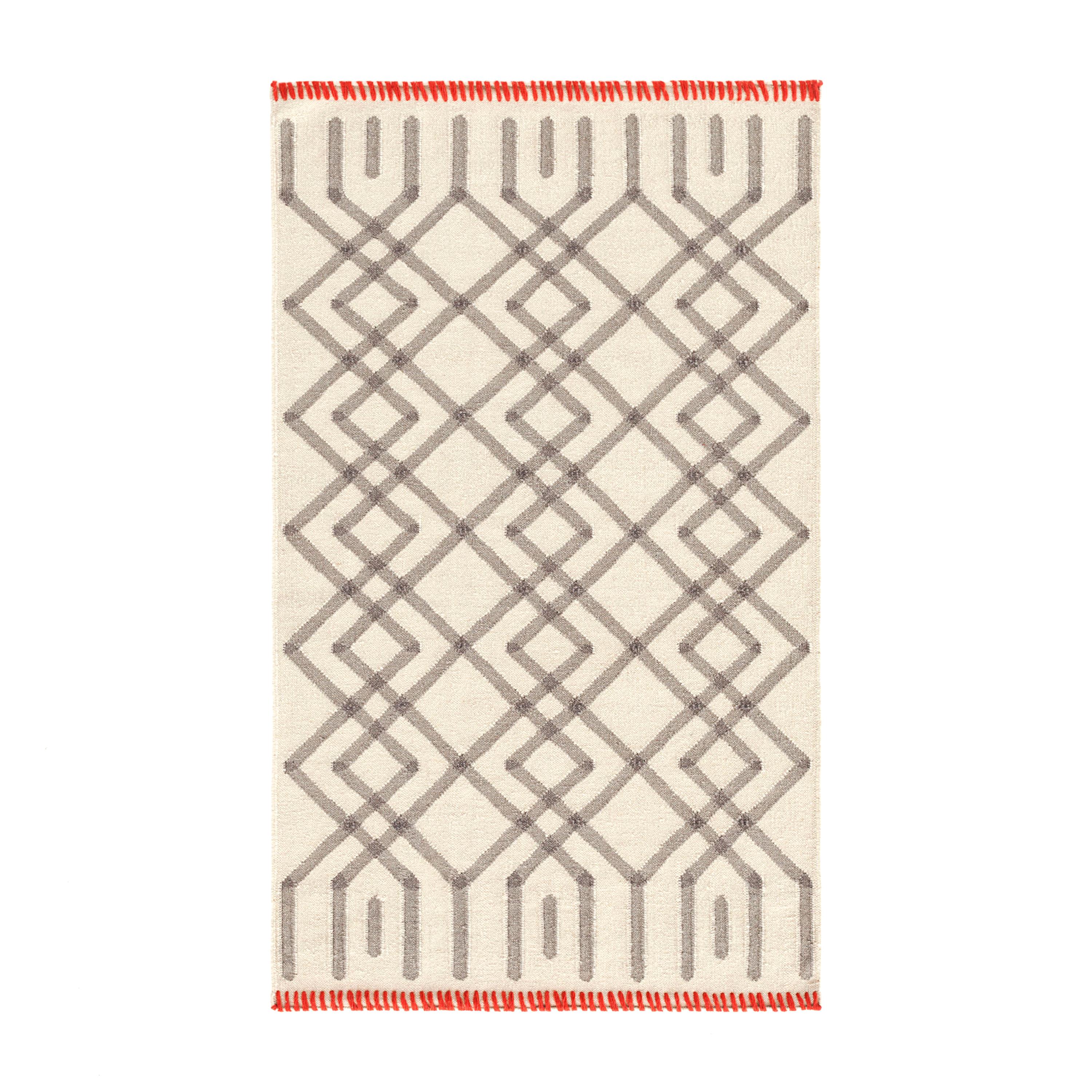 GAN Duna Small Rug in Beige and Gray Wool by Odosdesign For Sale