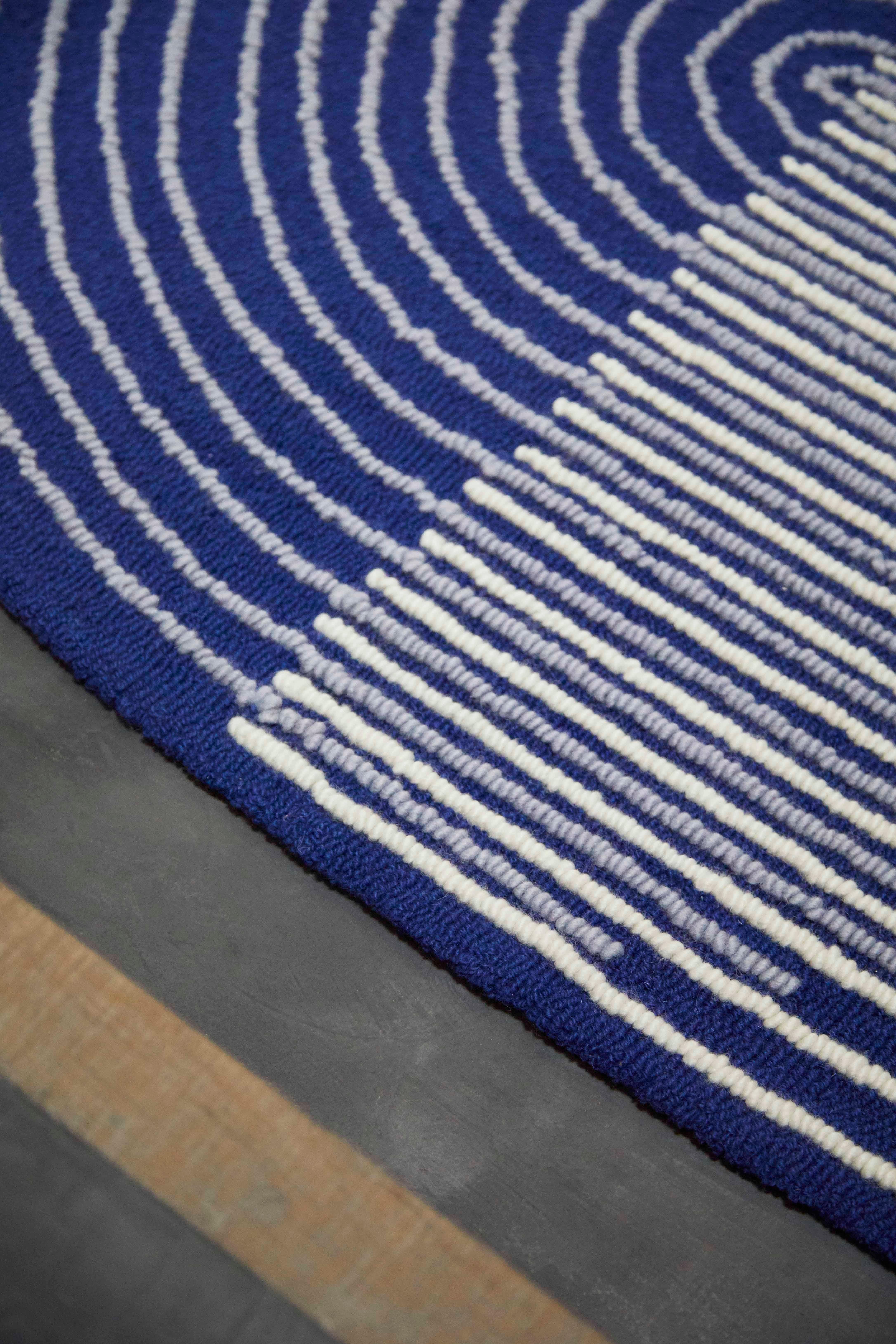 GAN Hand Tufted Ply Rug in Blue by MUT Design In New Condition For Sale In New York, NY