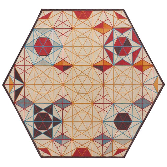 GAN Parquet Hexagon Rug in Orange Wool by Front For Sale at 1stDibs ...