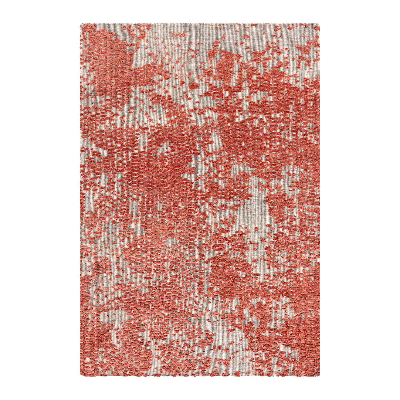 GAN Japan Rug in Hand Knotted Coral and White Wool For Sale at 1stDibs
