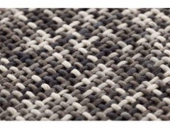 GAN Lama Rug in Gray and Black with White Fringe Trim