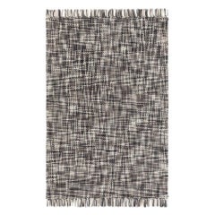 GAN Lama Rug in Gray and Black with White Fringe Trim