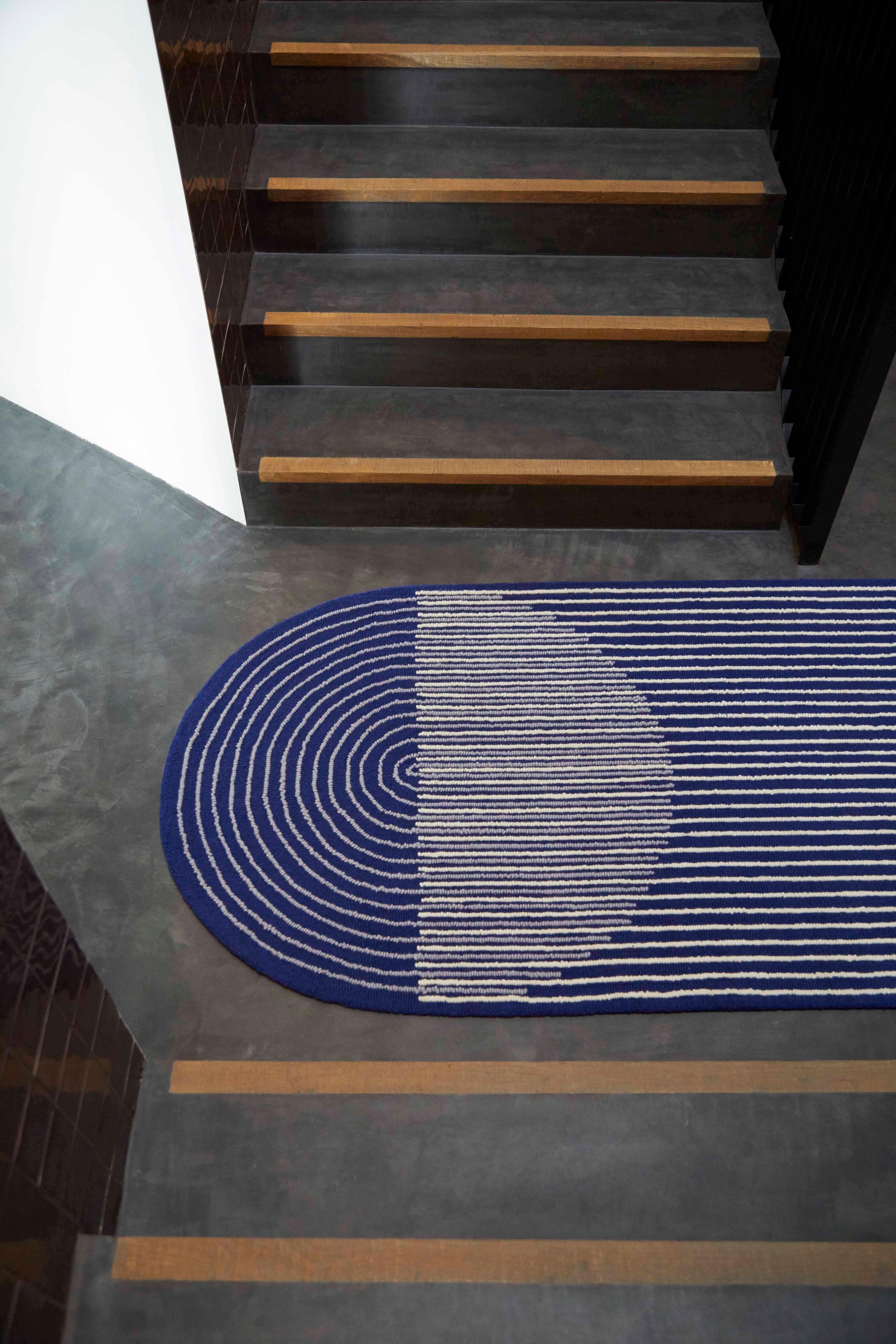 GAN Ply Small Wool Rug in Blue by MUT Design In New Condition For Sale In New York, NY