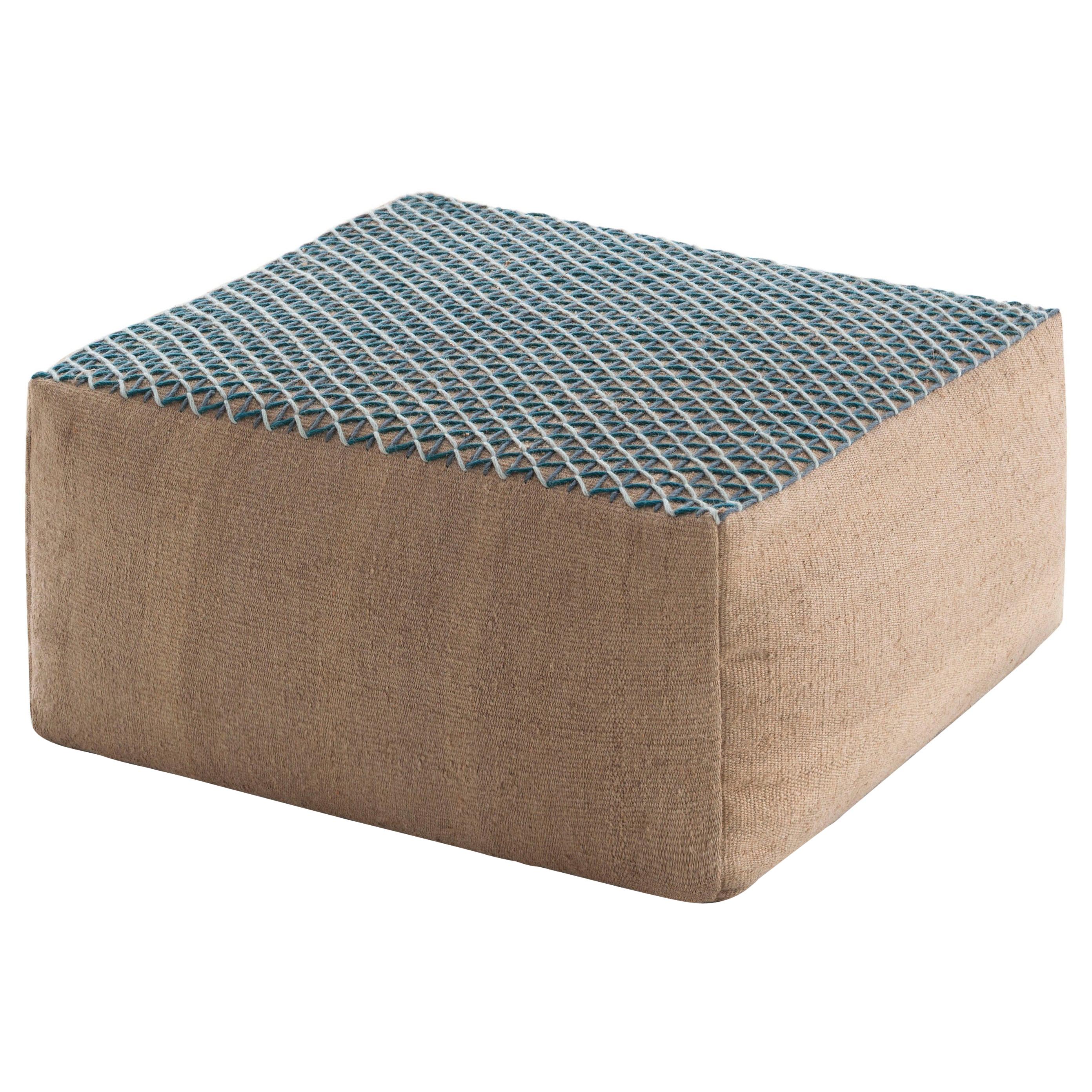 For Sale:  (Blue) GAN Raw Small Square Pouf by Borja García