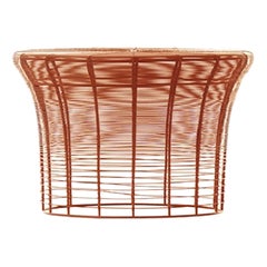 GAN Rugs Aram High Table with Stainless Steel Wire in Red Orange by Nendo GAN Rugs Aram High Table with Stainless Steel Wire in Red Orange by Nendo