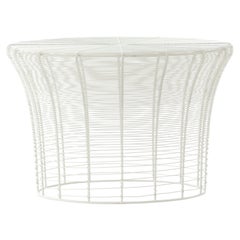GAN Rugs Aram High Table with Stainless Steel Wire in White by Nendo