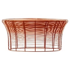 GAN Rugs Aram Low Table with Stainless Steel Wire in Red Orange by Nendo GAN Rugs Aram Low Table with Stainless Steel Wire in Red Orange by Nendo