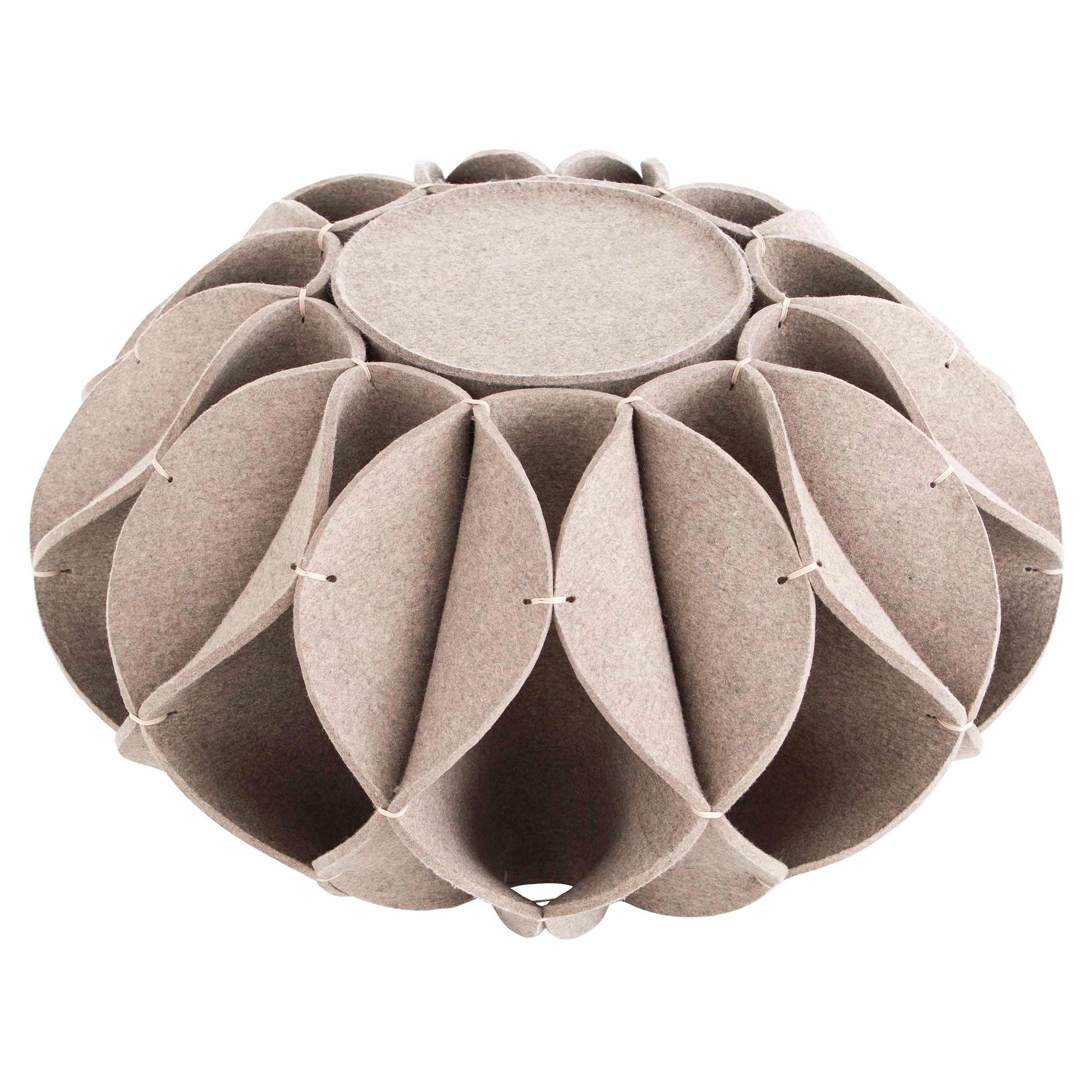 Gan Rugs Ruff High Pouf In Grey By Romero & Vallejo For Sale