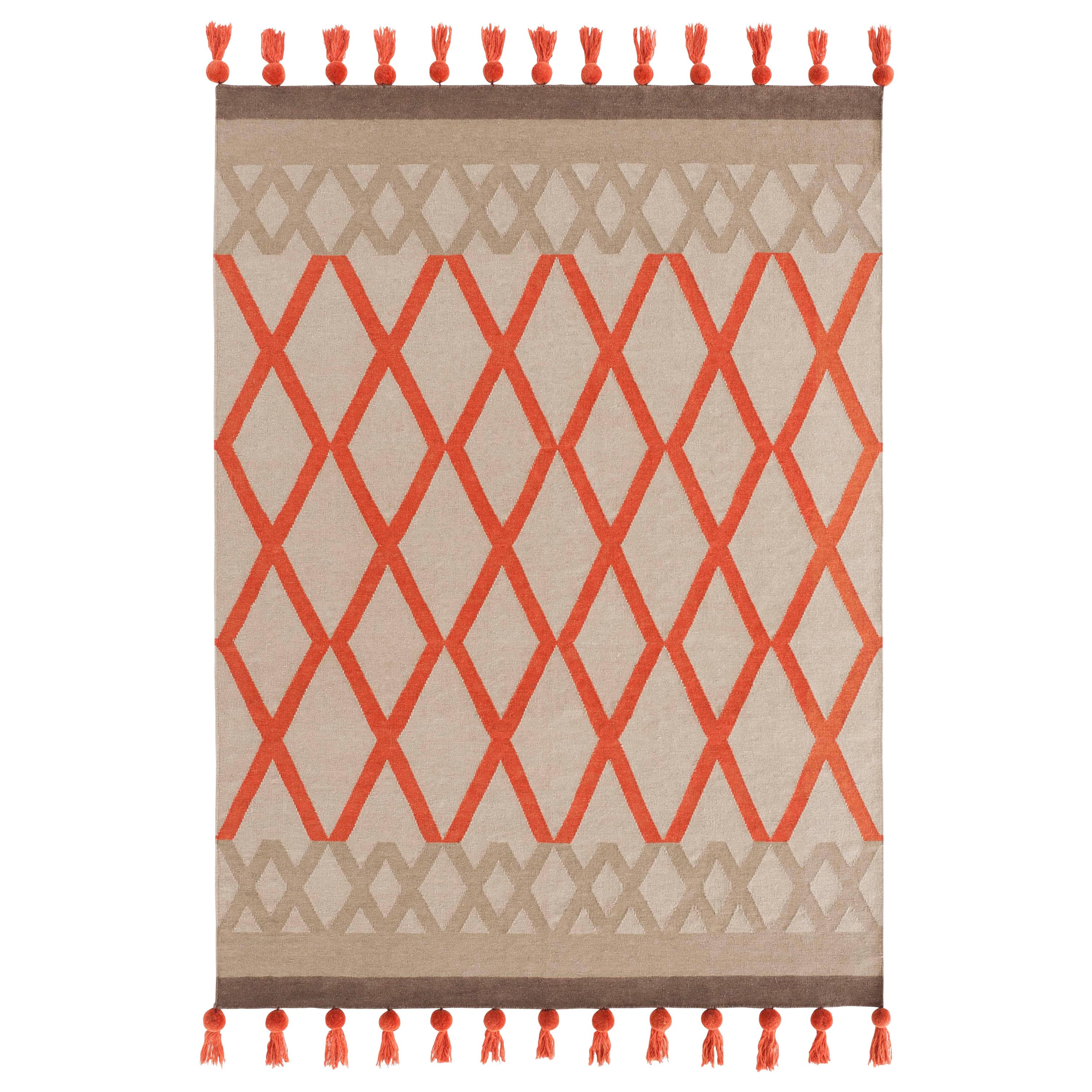 GAN Sioux Rug in Coral Wool by Odosdesign For Sale