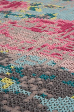 GAN Spaces Canevas Square Flowers Pouf in Color by Charlotte Lancelot