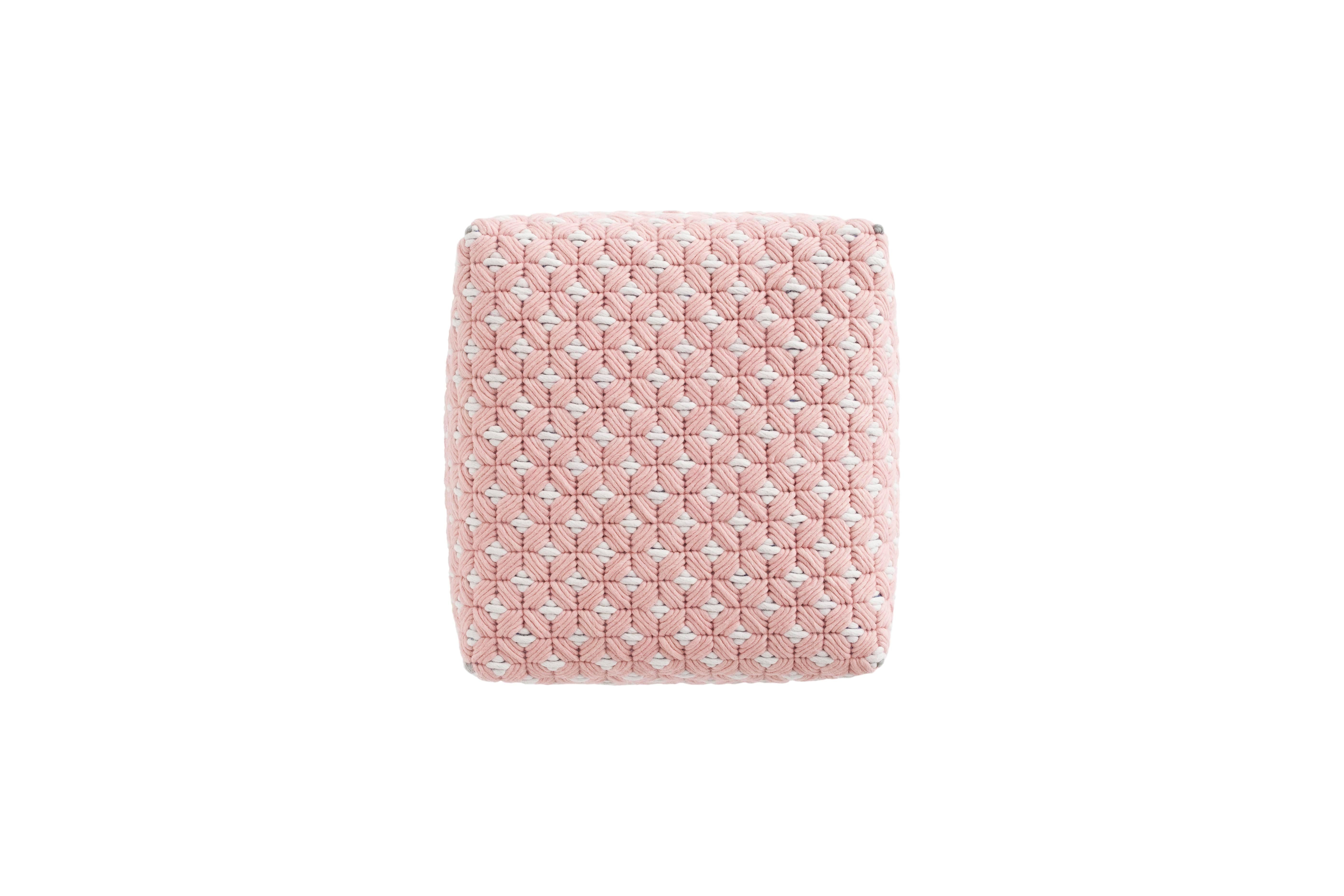 Modern GAN Spaces Silaï Small Pouf in Rose by Charlotte Lancelot For Sale