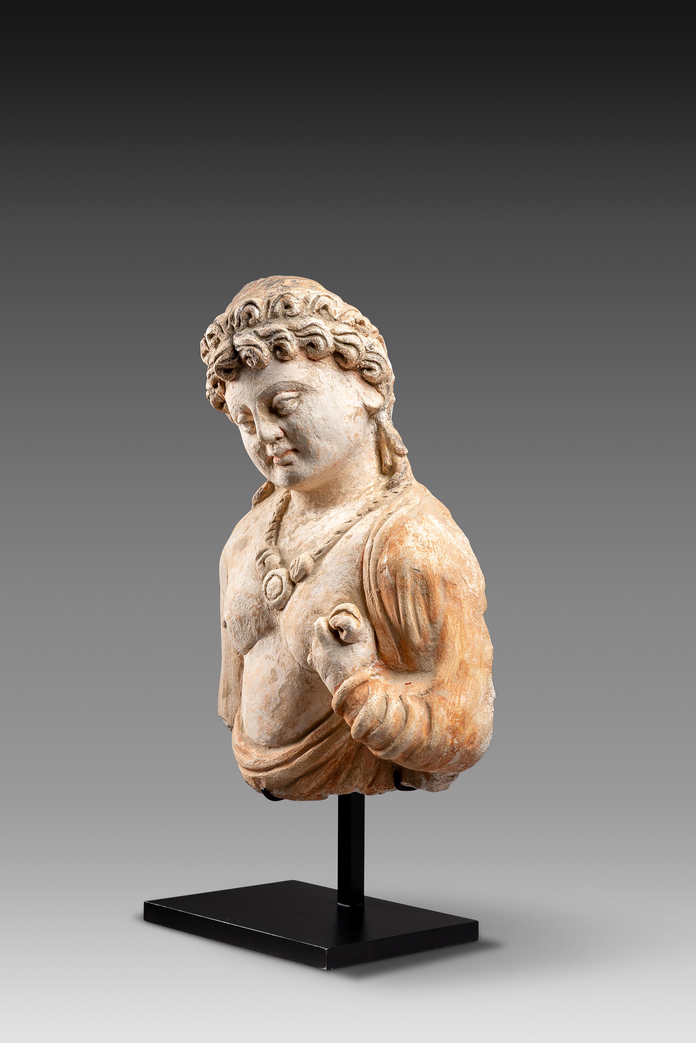 18th Century and Earlier Gandhara Bust, a Bodhisattva or a Minor Divinity For Sale