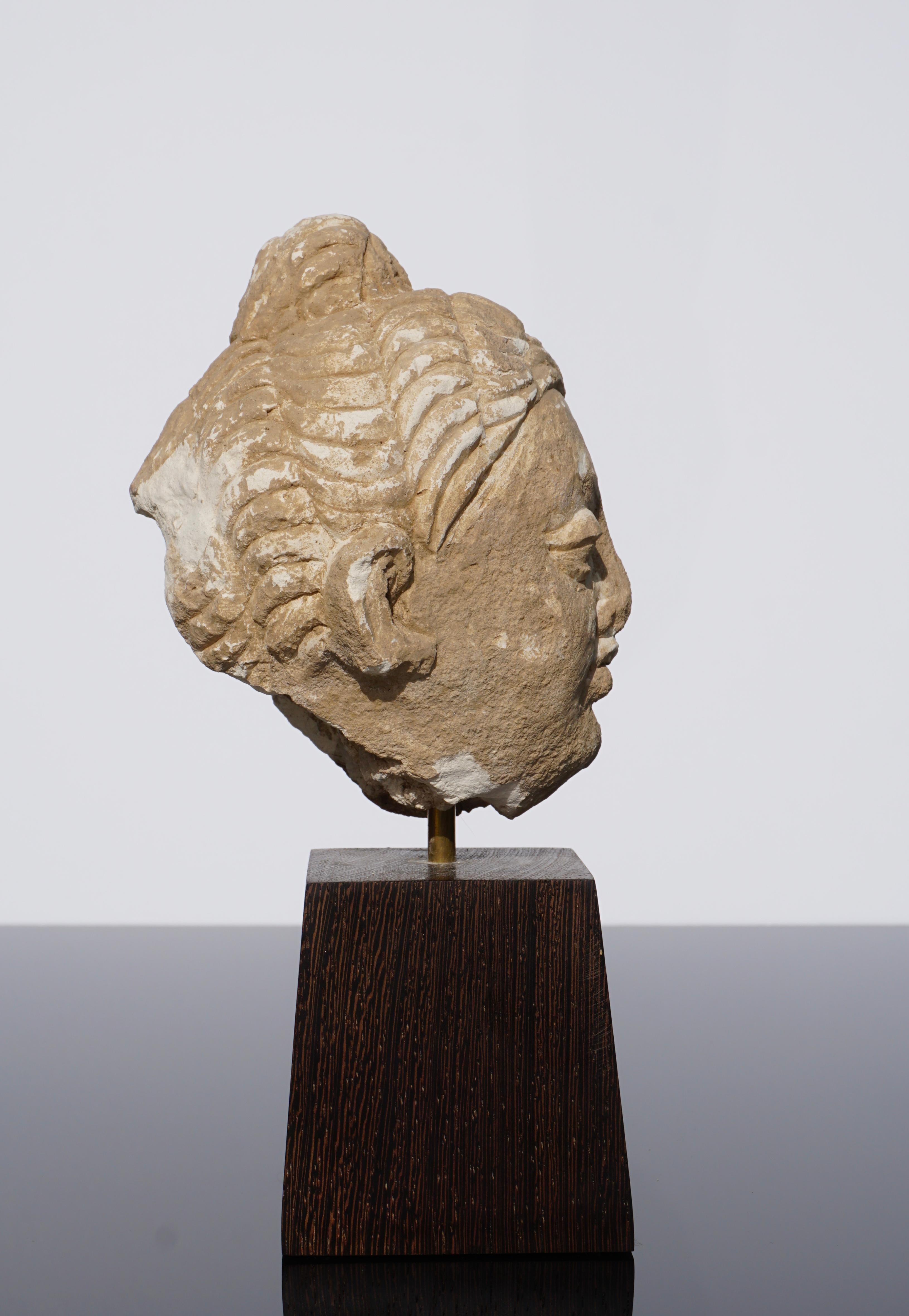 Hand-Carved Gandhara Stucco Buddha Head '100 to 400 AD'