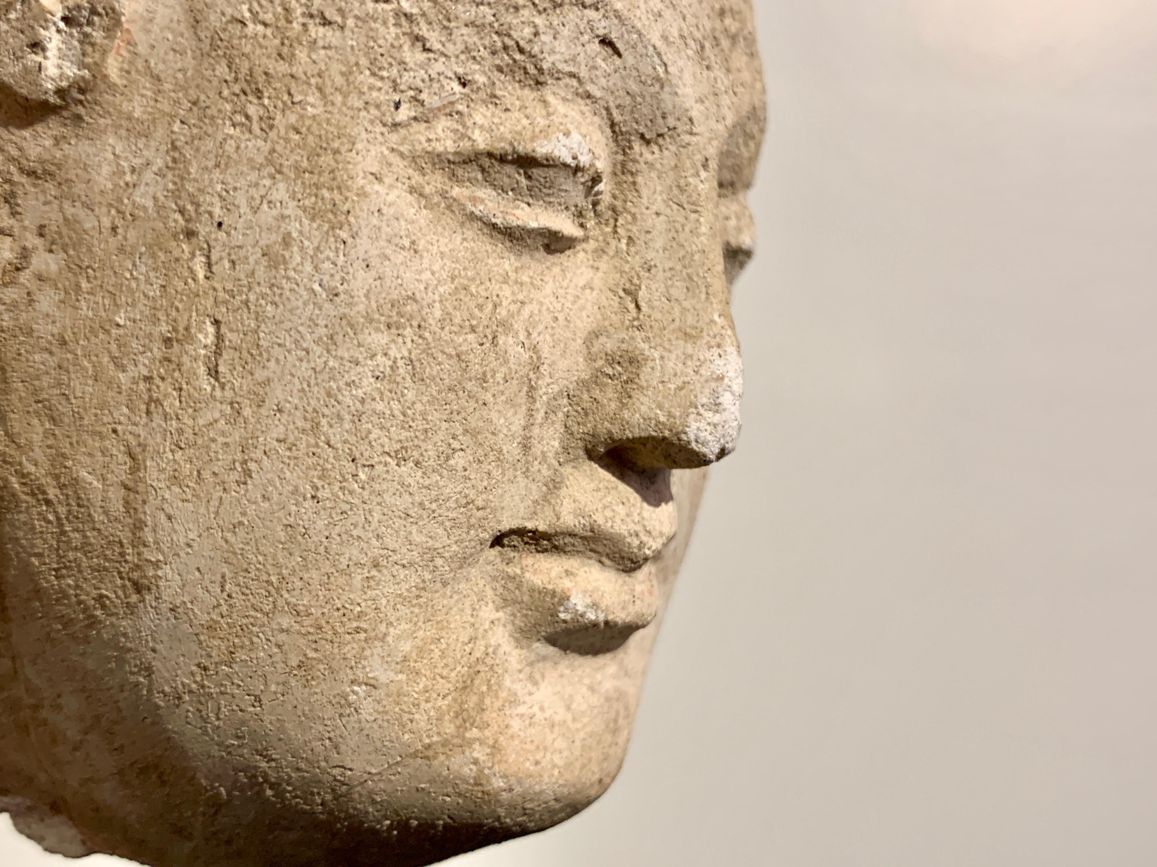Gandharan Small Stucco Buddha Head, Style of Hadda, 5th-6th Century For Sale 2
