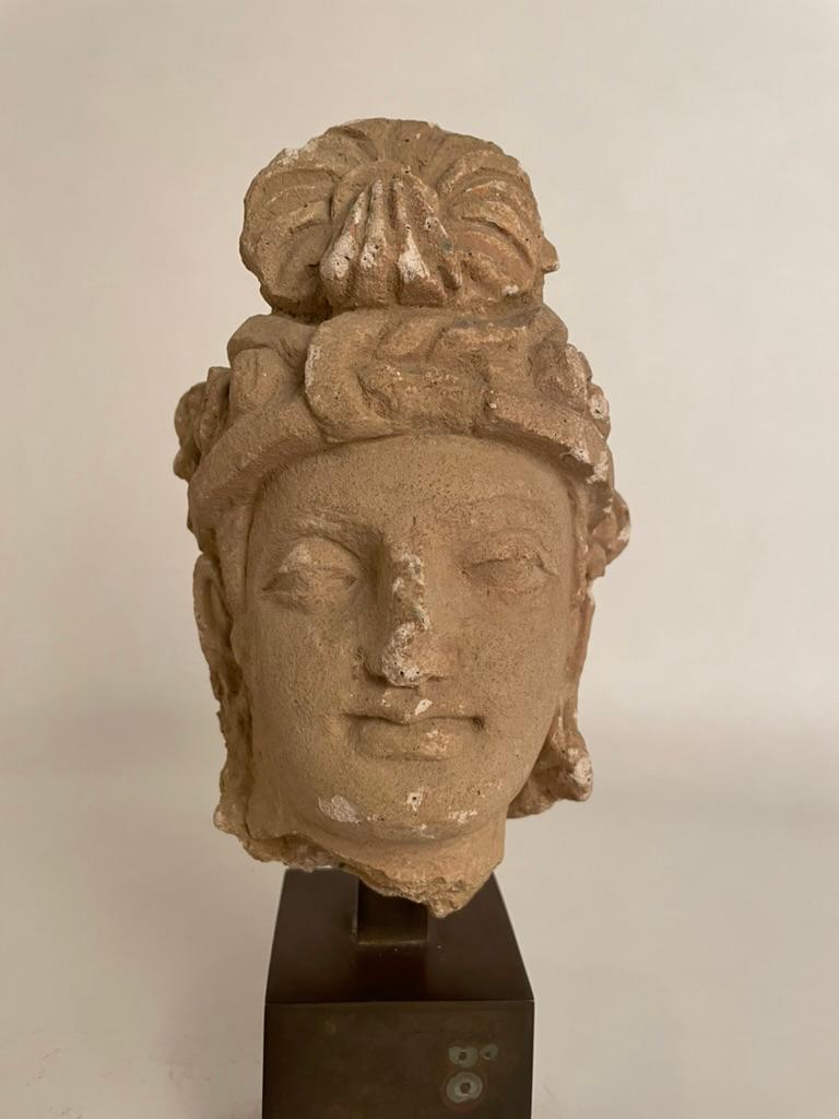 Gandharan Stucco Head of a Bodhisattva, 3rd-5th Century In Good Condition For Sale In Stamford, CT