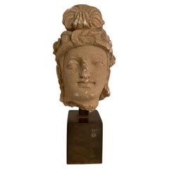 Tête d'un Bodhisattva en stuc Gandharan, 3e-5e siècle