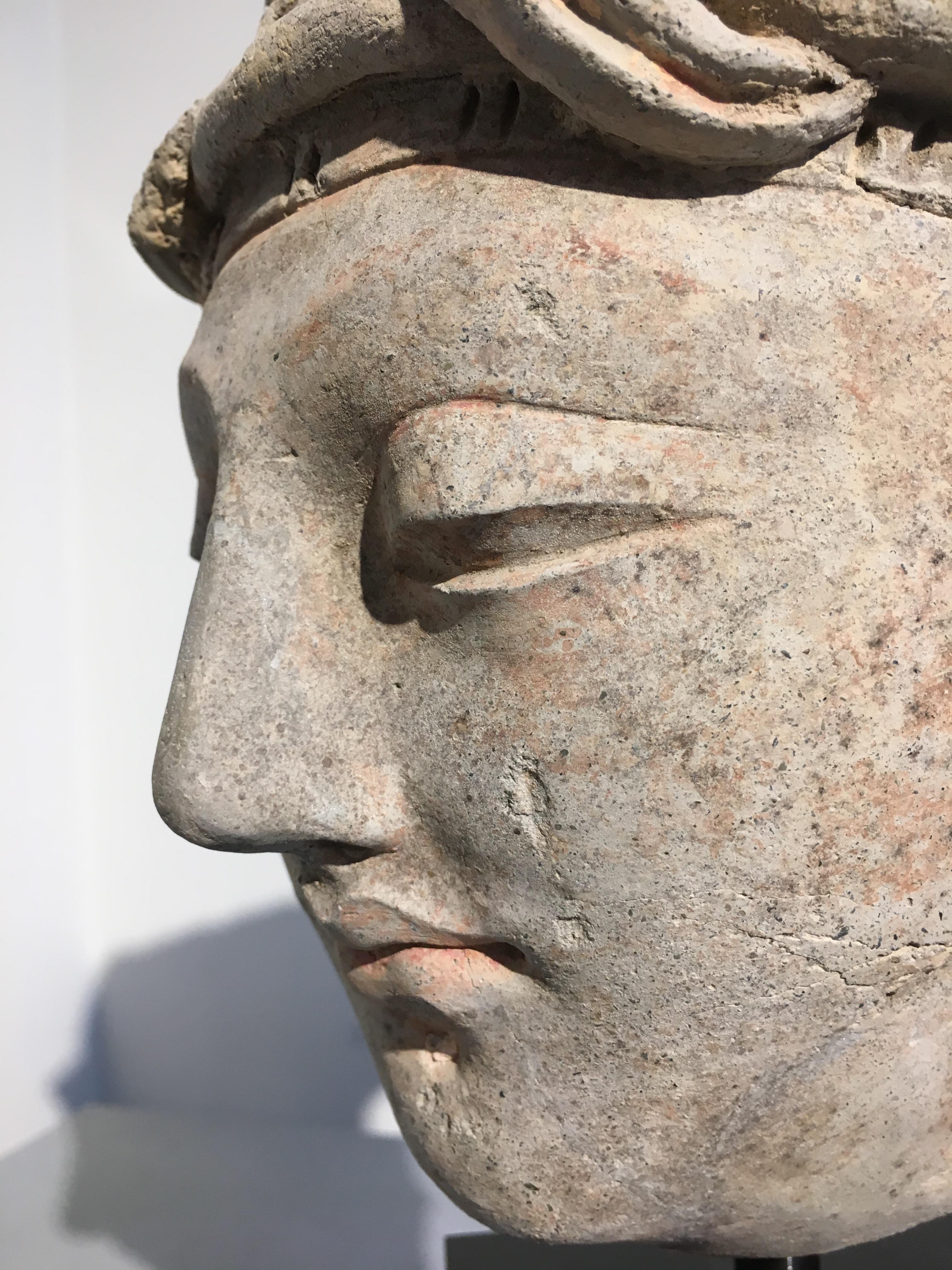 Gandharan Stucco Head of a Donor, 4th-5th Century For Sale 3