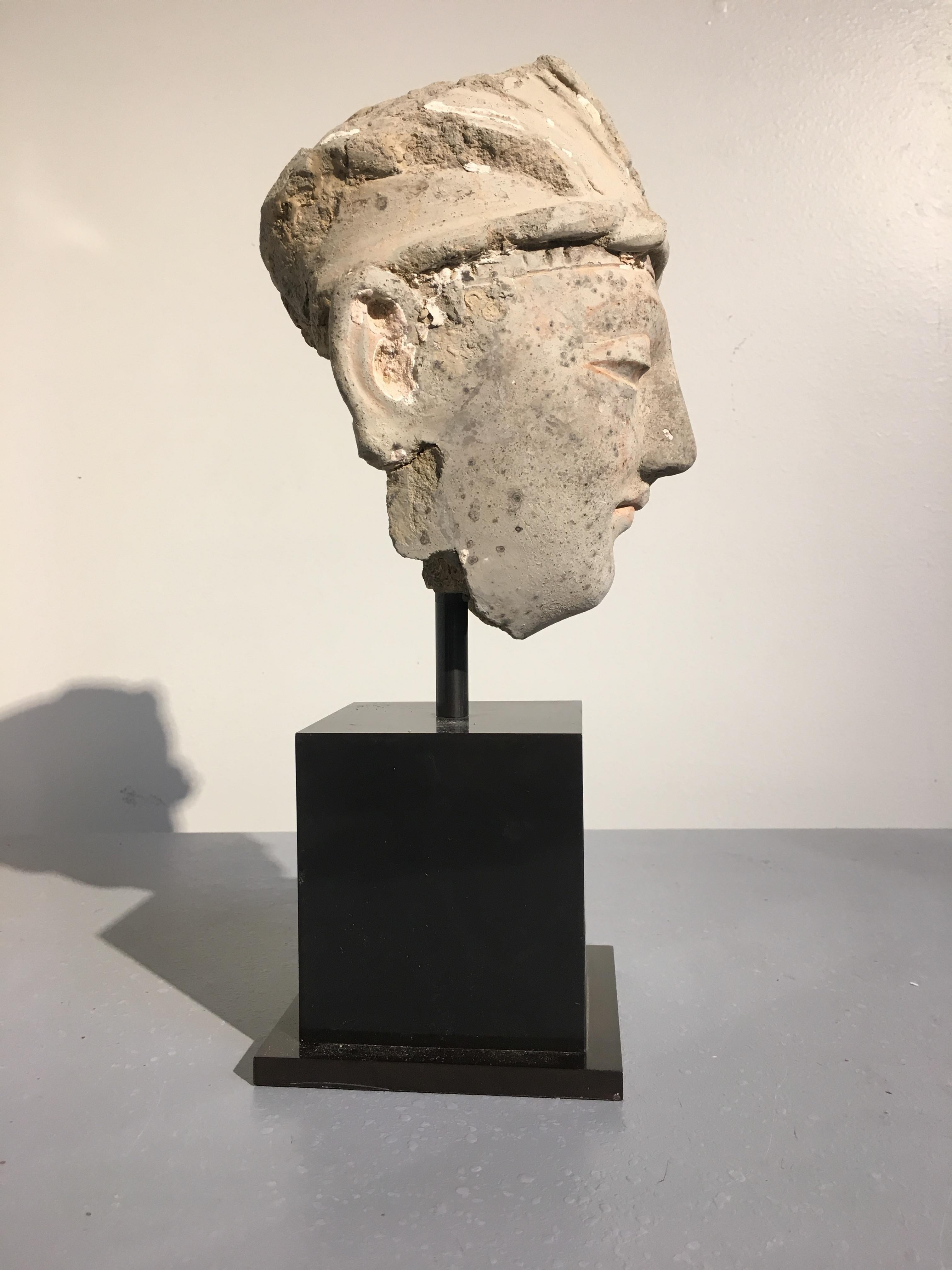 Hellenistic Gandharan Stucco Head of a Donor, 4th-5th Century For Sale