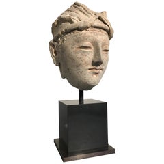 Tête d'un doré en stuc Gandharan, 4e-5e siècle