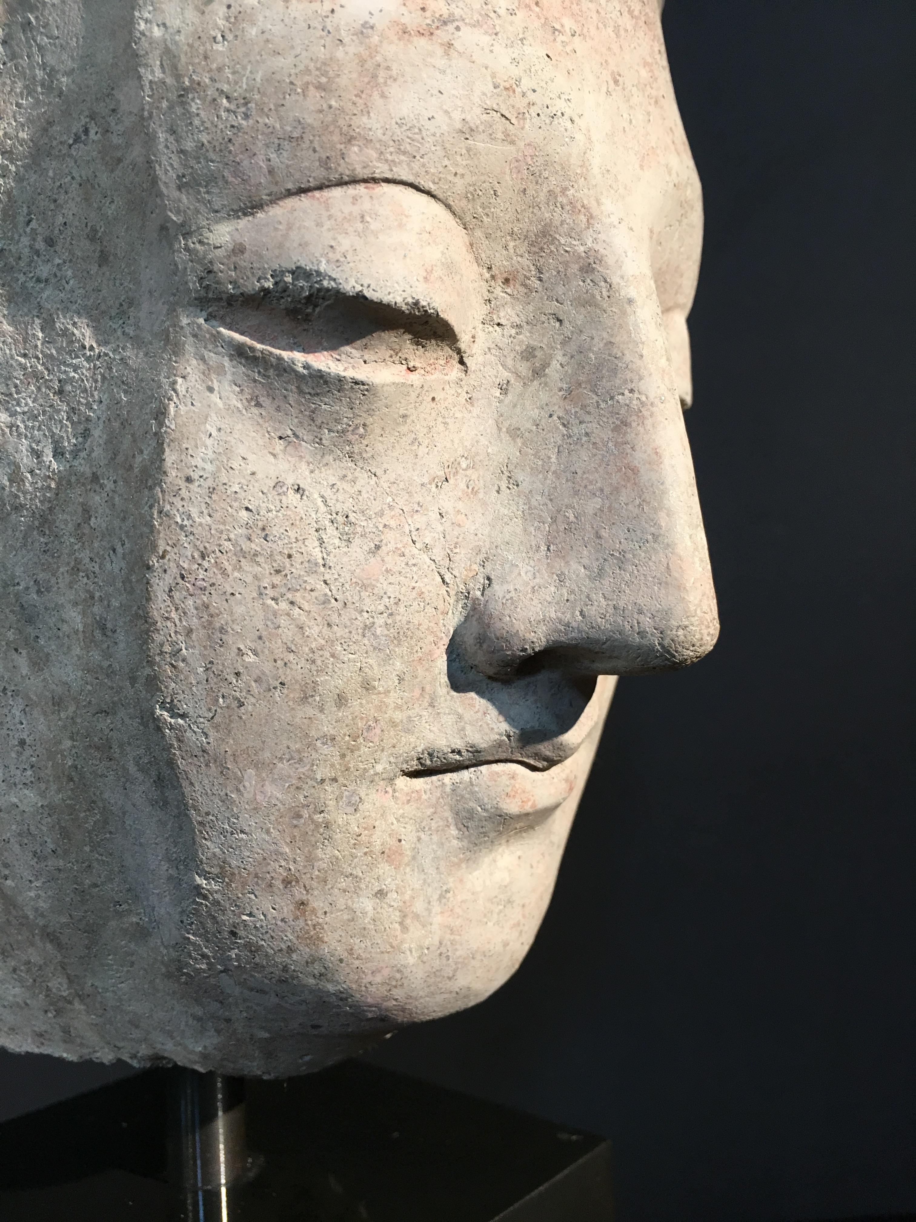 Hand-Carved Gandharan Stucco Head of the Buddha, 3rd-5th Century For Sale