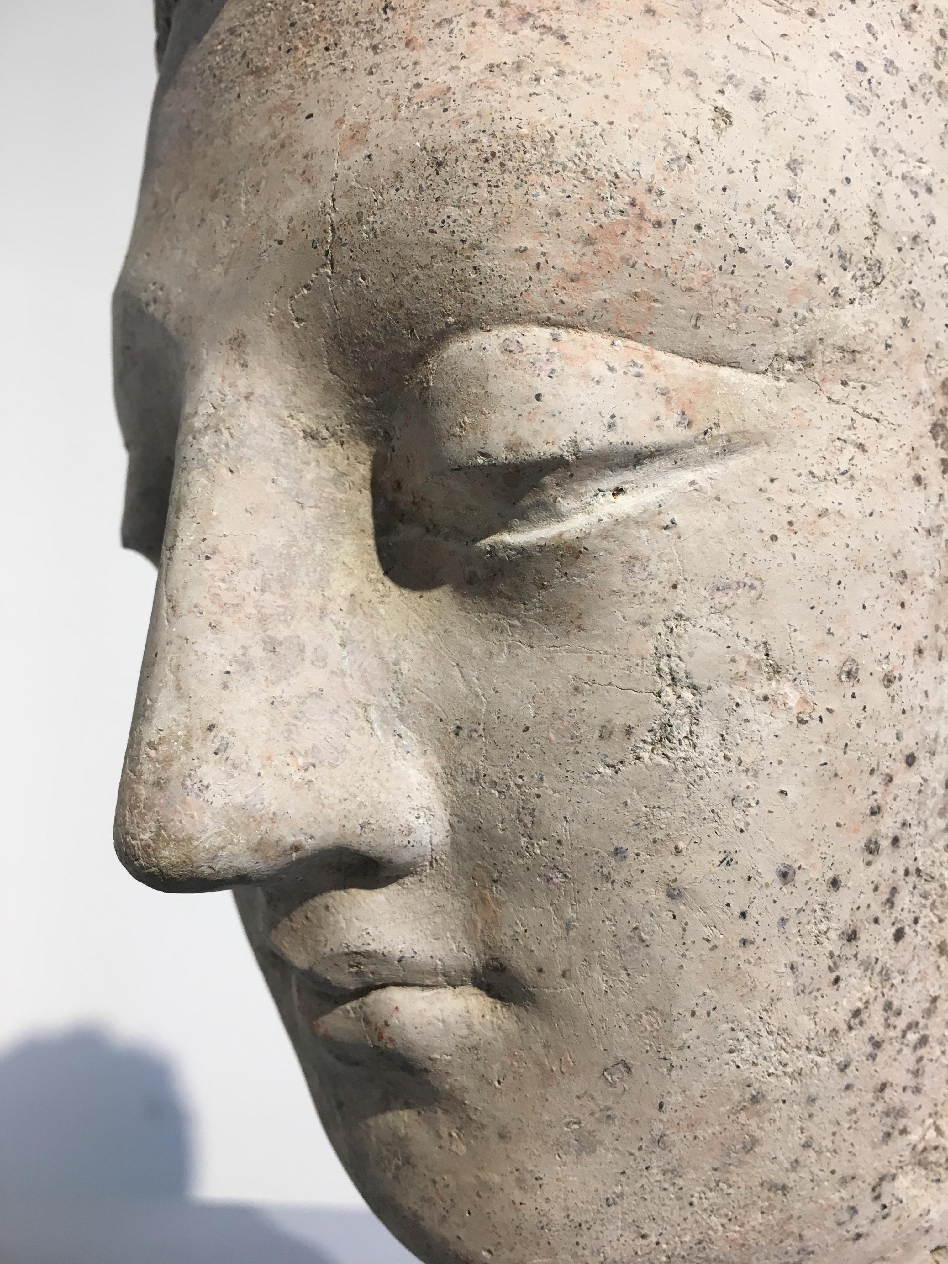Gandharan Stucco Head of the Buddha, 3rd-5th Century In Fair Condition For Sale In Austin, TX