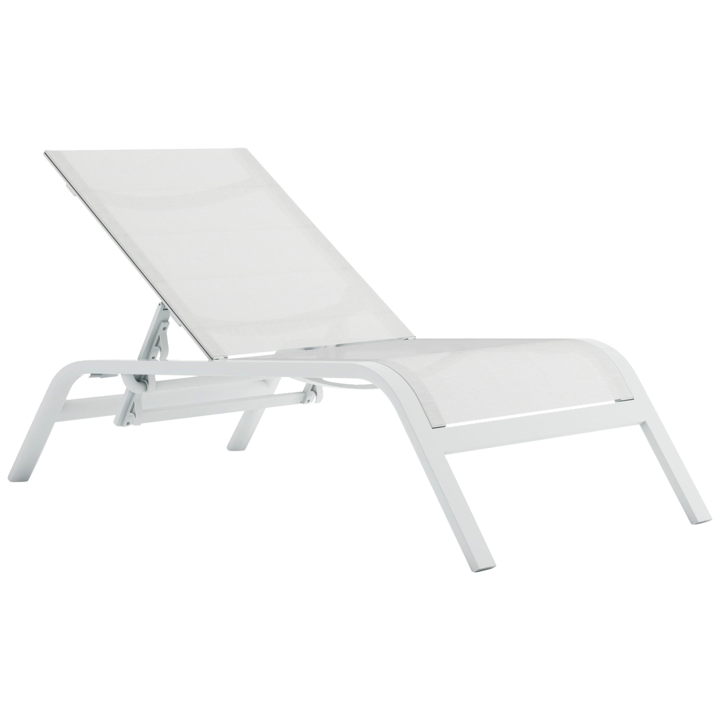For Sale: White (RAL9016/white mesh.jpg) Gandia Blasco Stack Deckchair in Aluminum by Borja Garcia