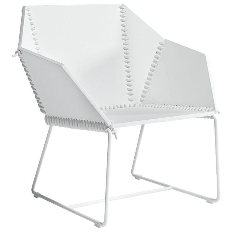 For Sale: White (RAL9016/whiterope.jpg) Gandia Blasco Textile Club Armchair in Steel by Ana Llobet