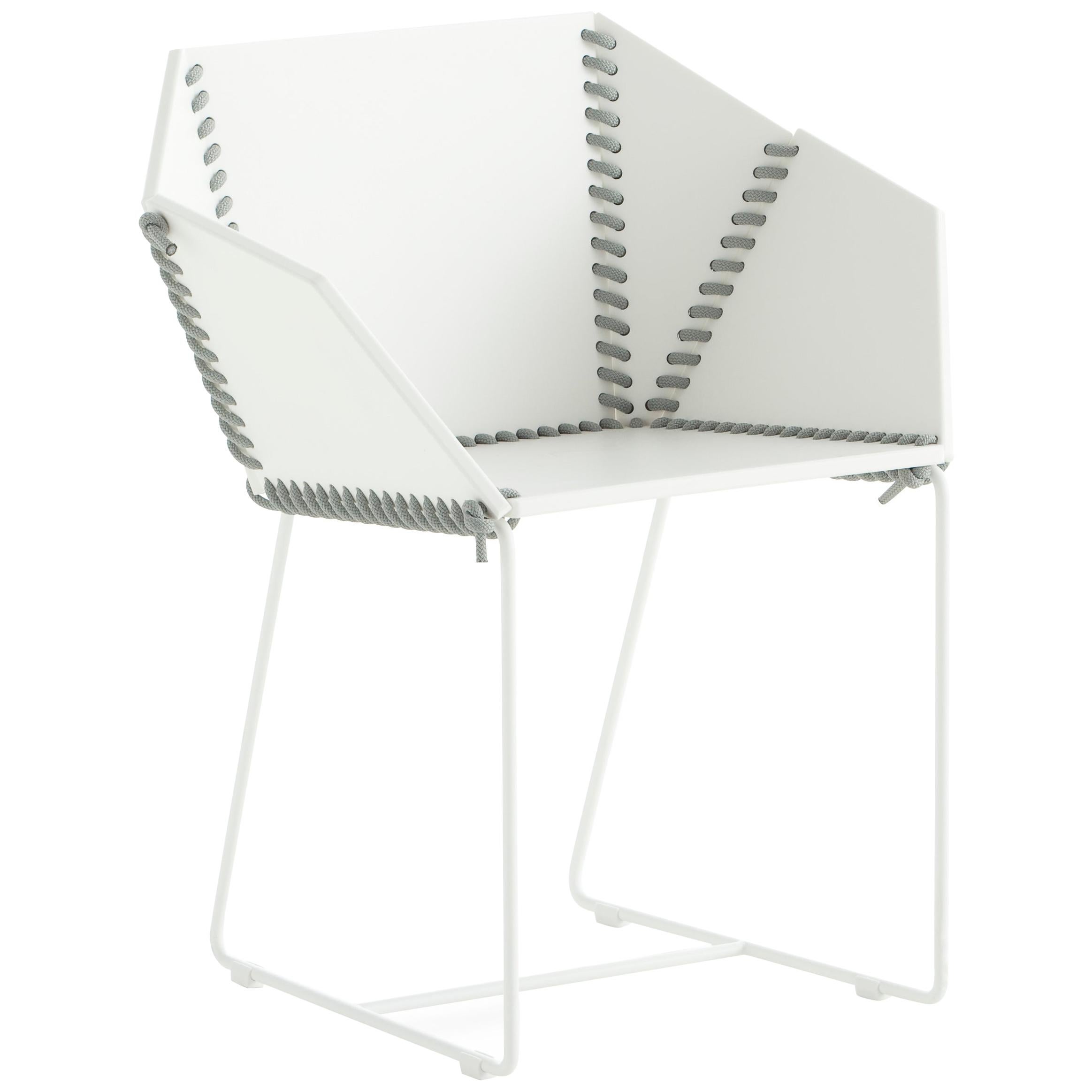 For Sale: Gray (RAL9016/grayrope.jpg) Gandia Blasco Textile Dining Armchair in Steel by Ana Llobet
