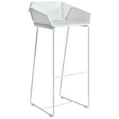 Gandia Blasco Textile Stool with Backrest in Steel by Ana Llobet