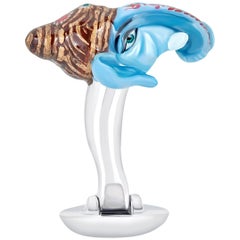 Ganesh Elephant Head God Blue Cufflinks in Hand-Enameled Sterling Silver by FU