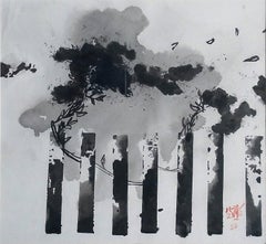 Untitled, Chinese ink on Paper by Modern Indian Artist “In Stock”