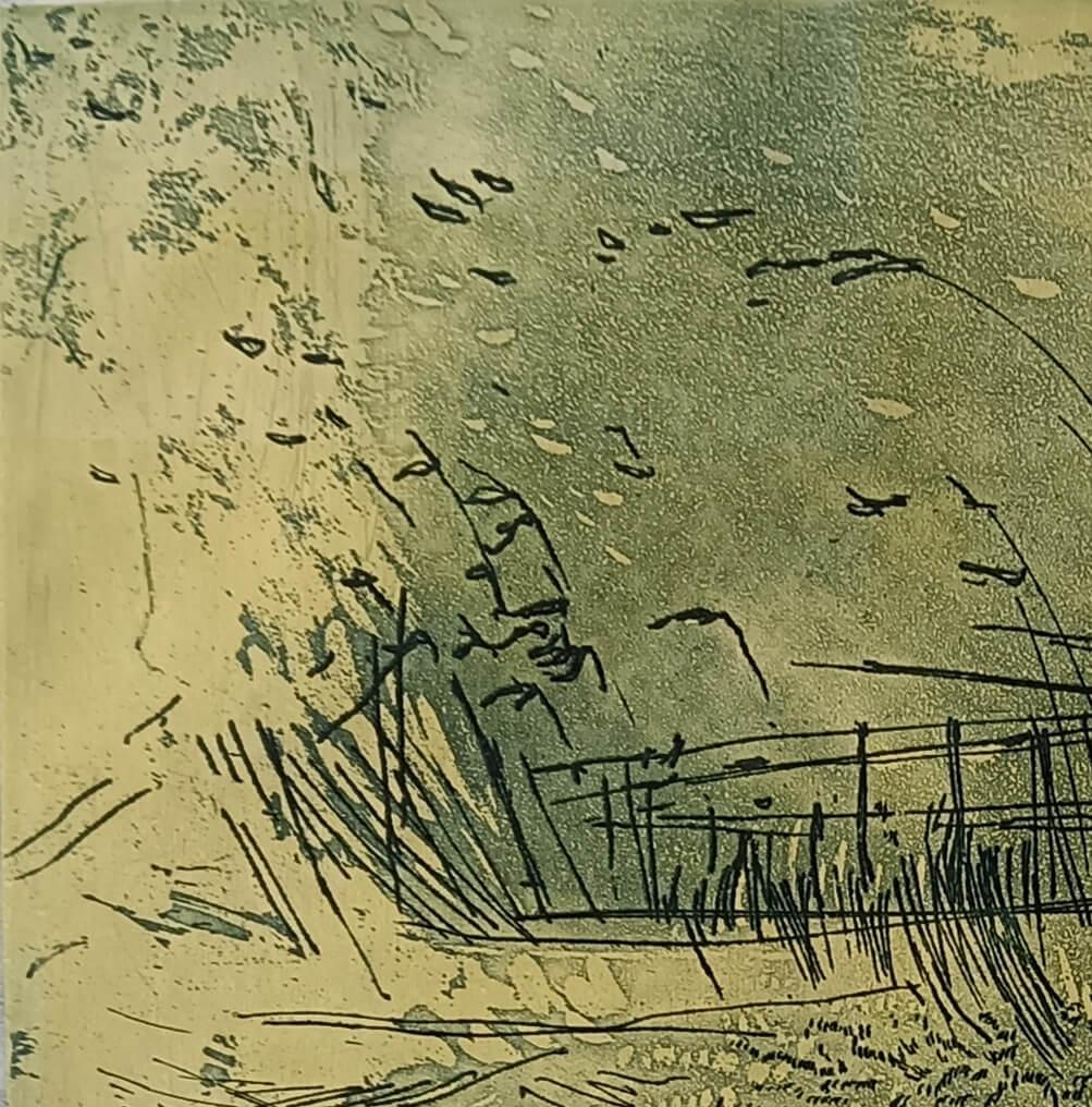 Untitled, Landscape, Lithograph on Paper, Modern Artist Ganesh Haloi “In Stock” For Sale 1