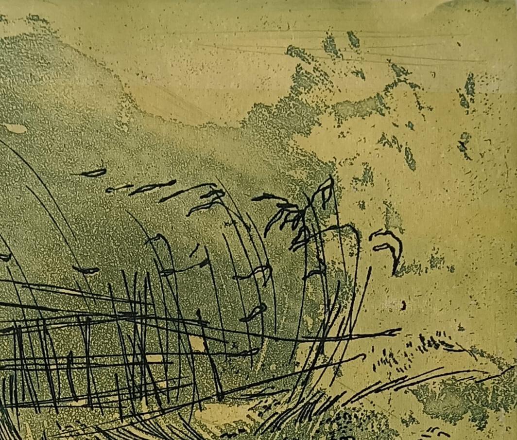 Untitled, Landscape, Lithograph on Paper, Modern Artist Ganesh Haloi “In Stock” For Sale 2